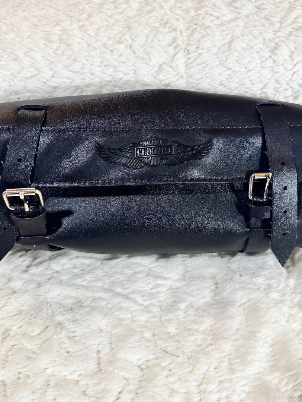 Harley-Davidson Black synthetic Leather Fork Bag with Winged Logo